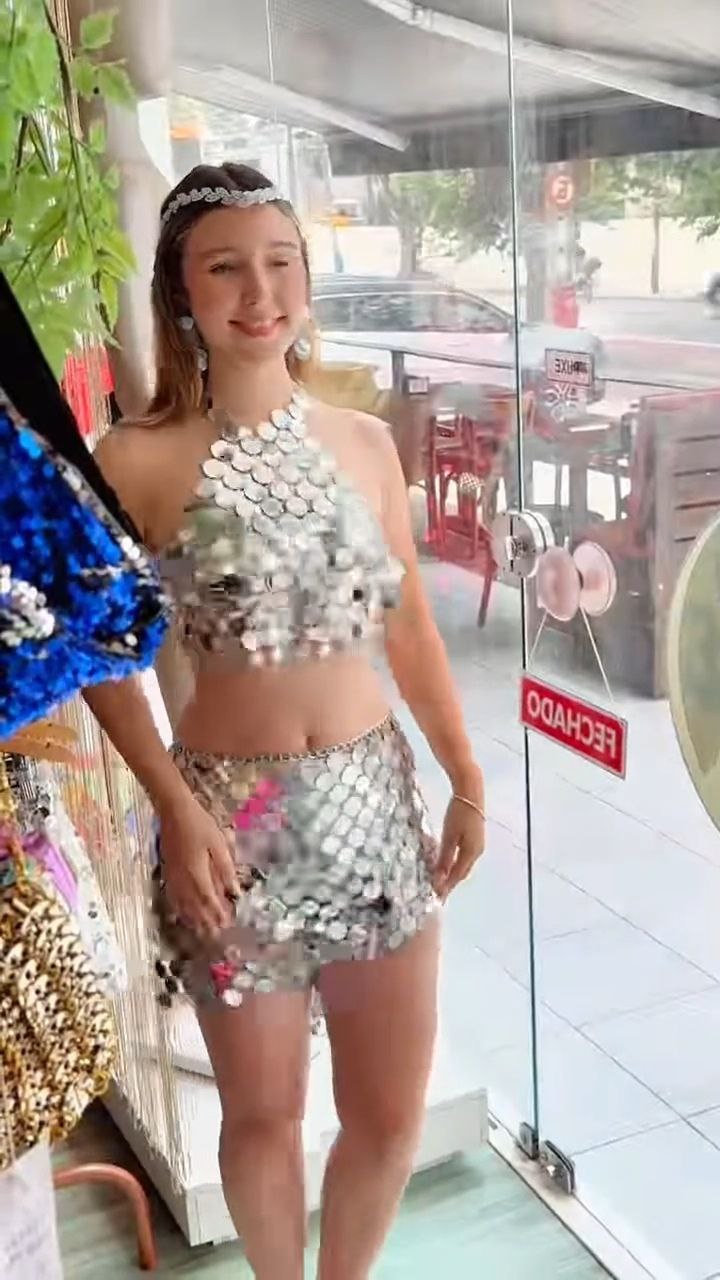 Gold Silver Coin Sequin Two-Piece Festival Outfit