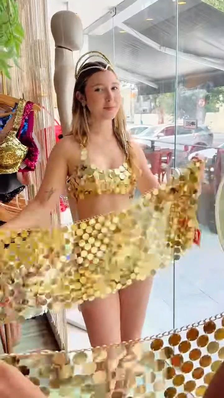 Gold Silver Coin Sequin Two-Piece Festival Outfit