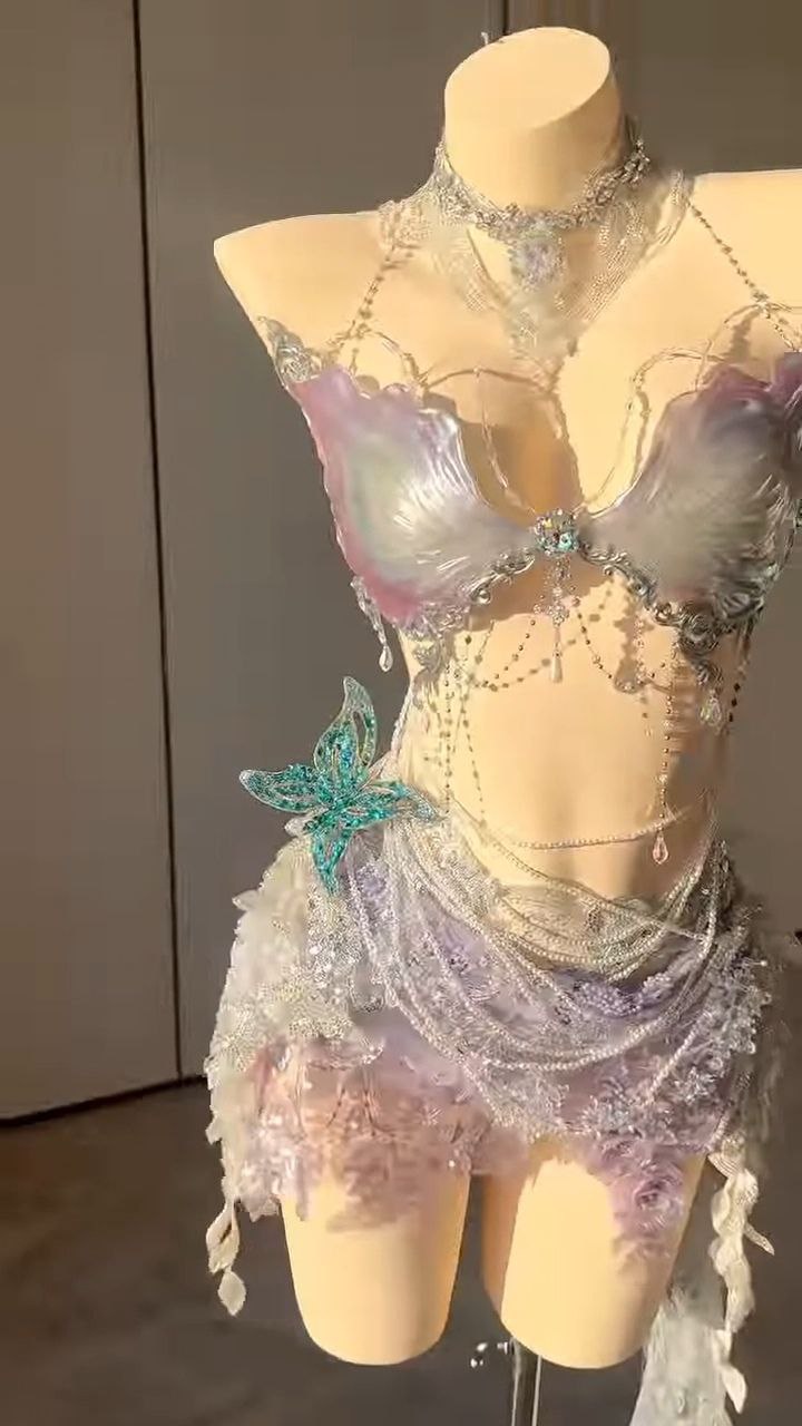 Iridescent Fairy-Inspired Embellished Lingerie Set