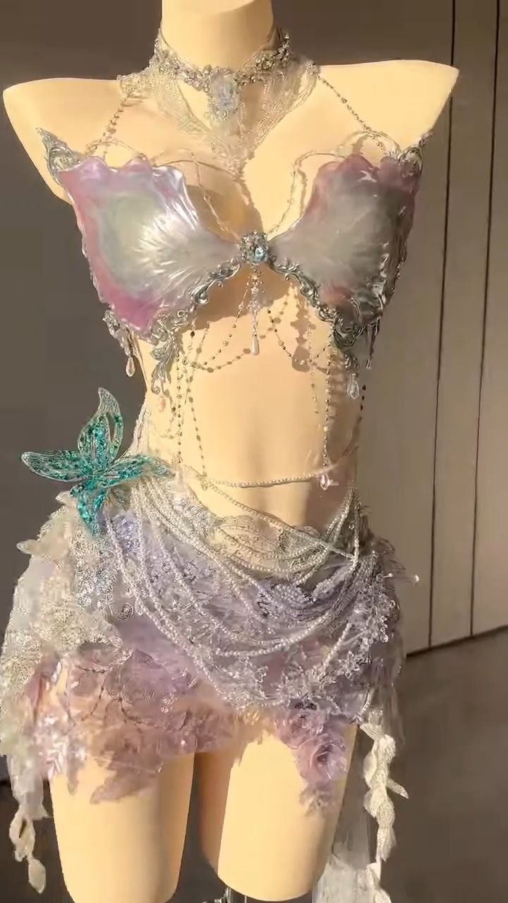Iridescent Fairy-Inspired Embellished Lingerie Set