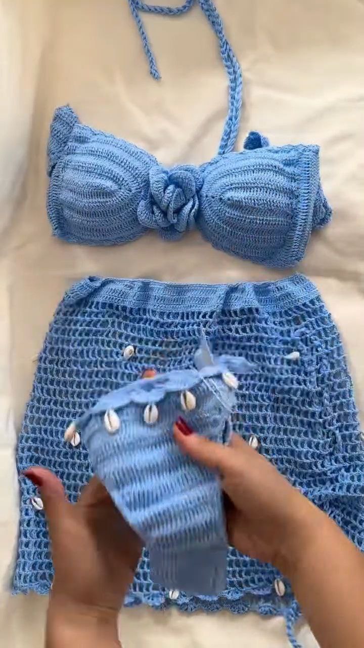 Handcrafted Crochet Knit Co-Ord Set with Shell Detailing