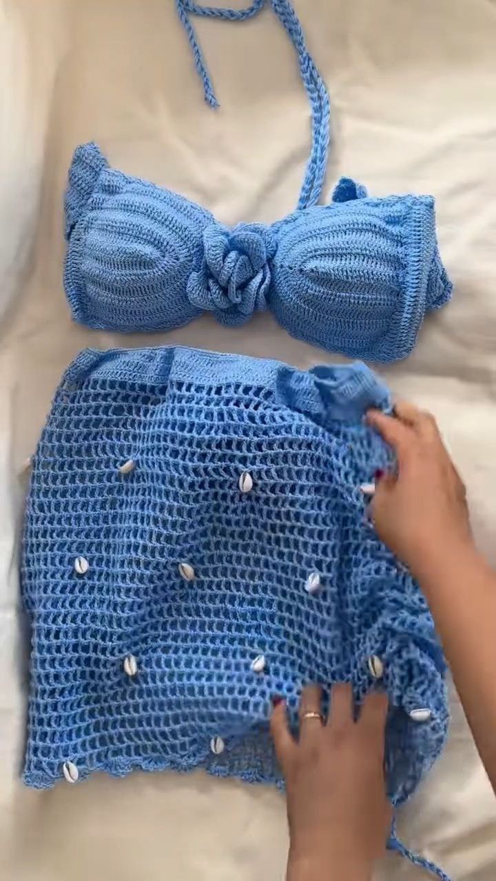 Handcrafted Crochet Knit Co-Ord Set with Shell Detailing