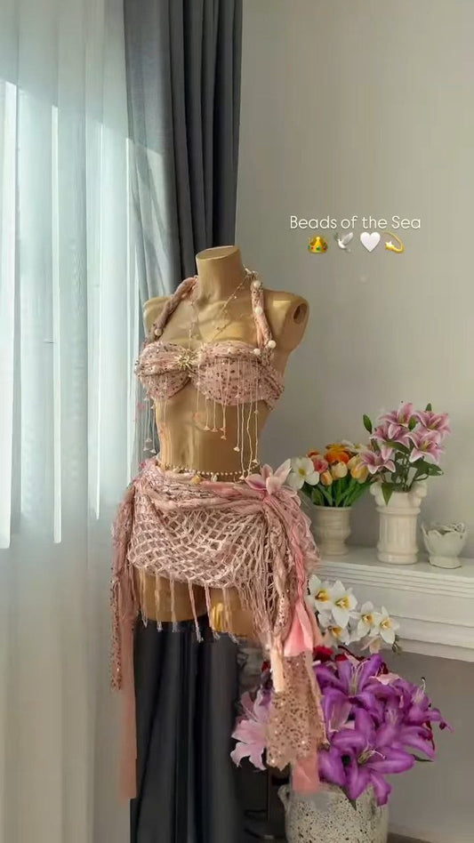 Beads of the Sea – Pink Beaded Costume Set