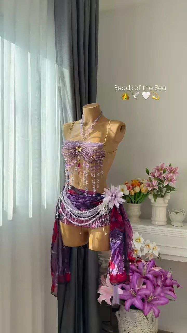 Beads of the Sea – Pink Beaded Costume Set