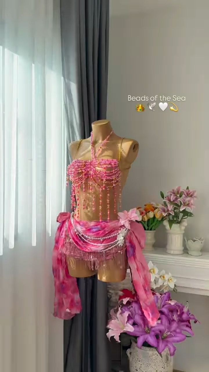 Beads of the Sea – Pink Beaded Costume Set