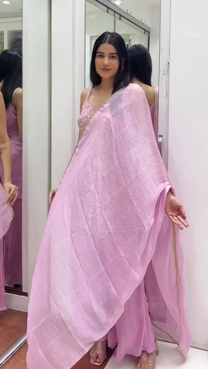Blush Pink Hand-Embroidered Straight Kurta Set