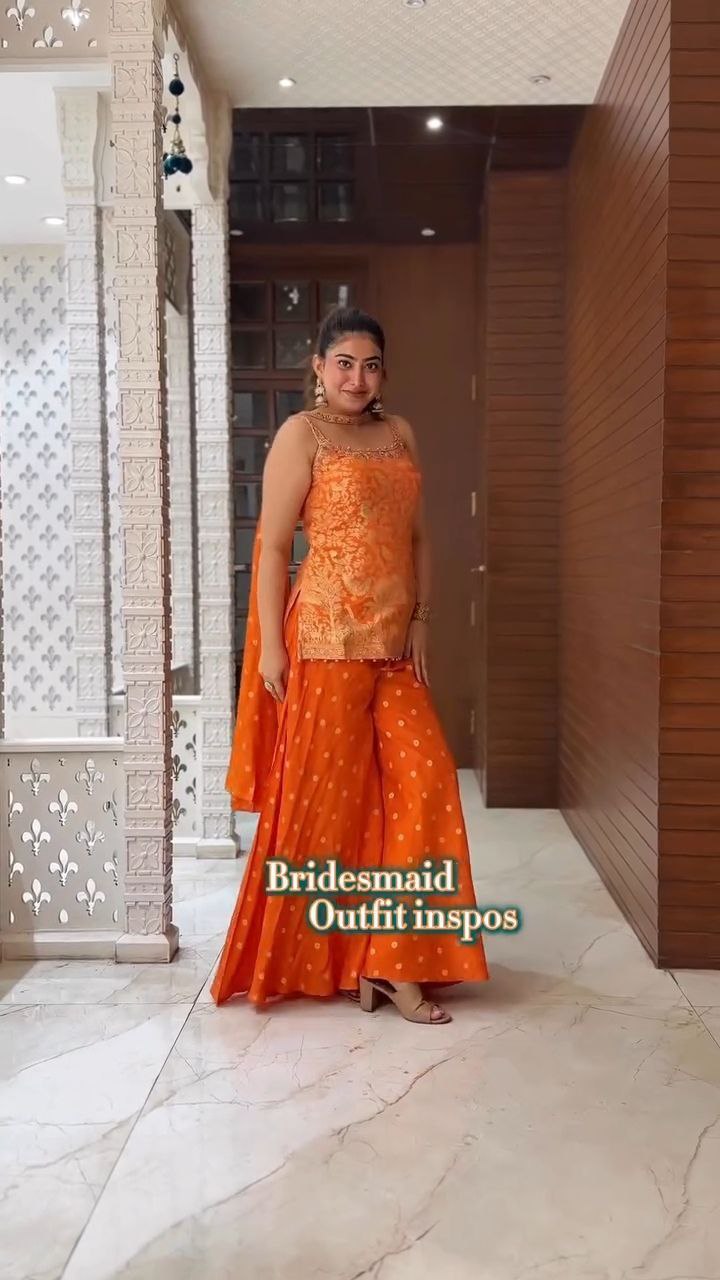 Bridesmaid Embroidered Kurta Sharara Set with Dupatta