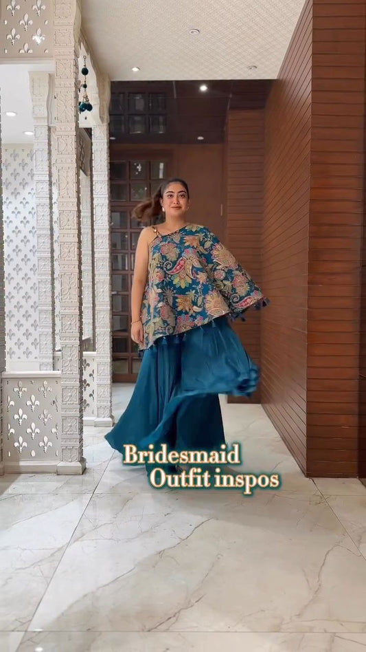Bridesmaid Embroidered Kurta Sharara Set with Dupatta
