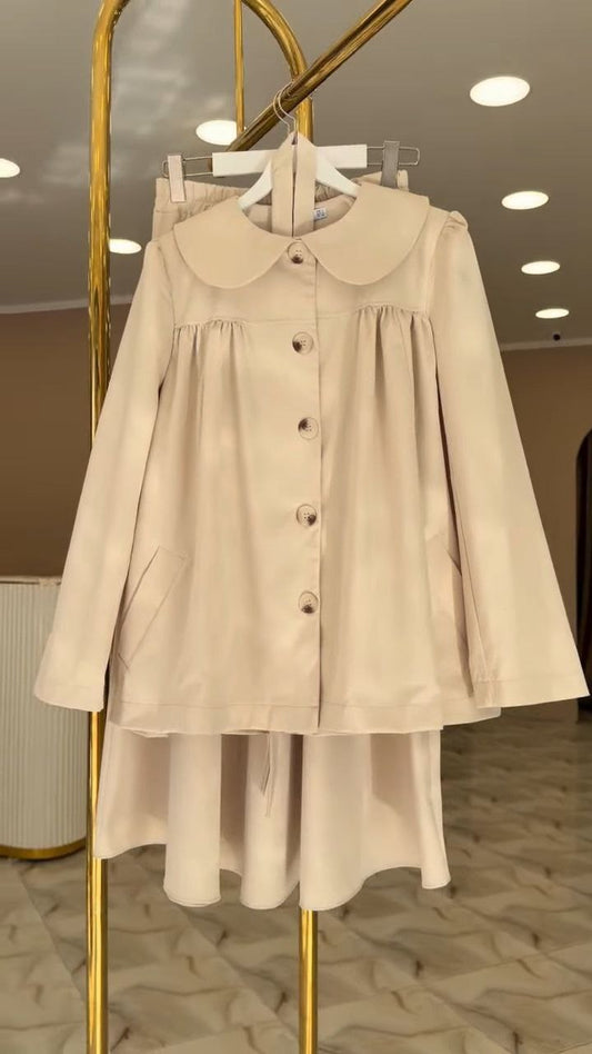 Women’s Elegant Peter Pan Collar Layered Jacket Dress