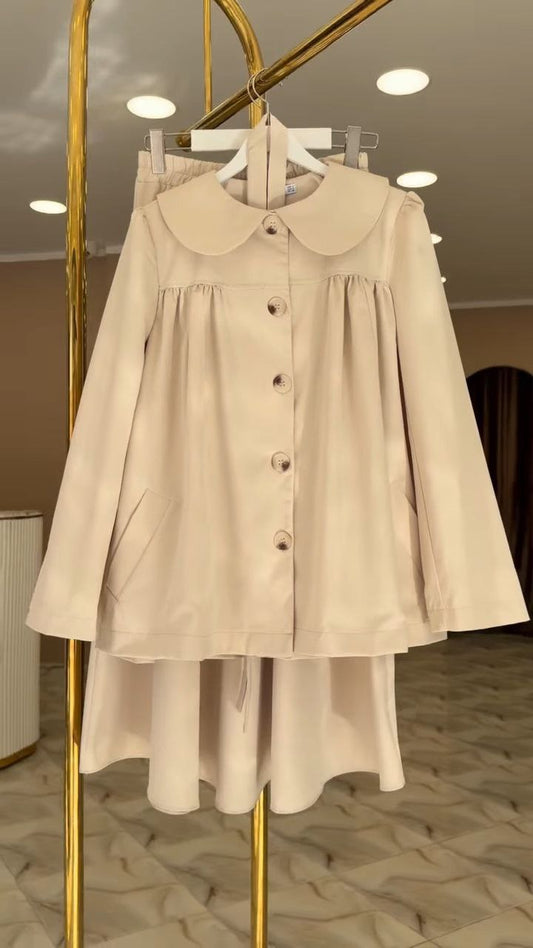 Women’s Elegant Peter Pan Collar Layered Jacket Dress