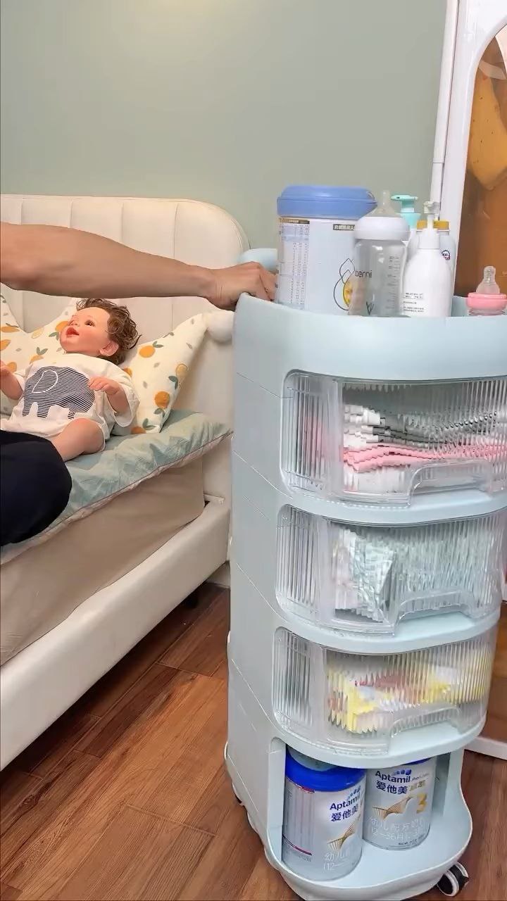 Mobile Baby Care Storage Organizer with Multi-Layer Drawers
