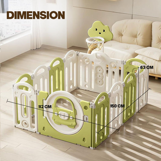 Foldable Baby Playpen with Safety Gate and Activity Panels