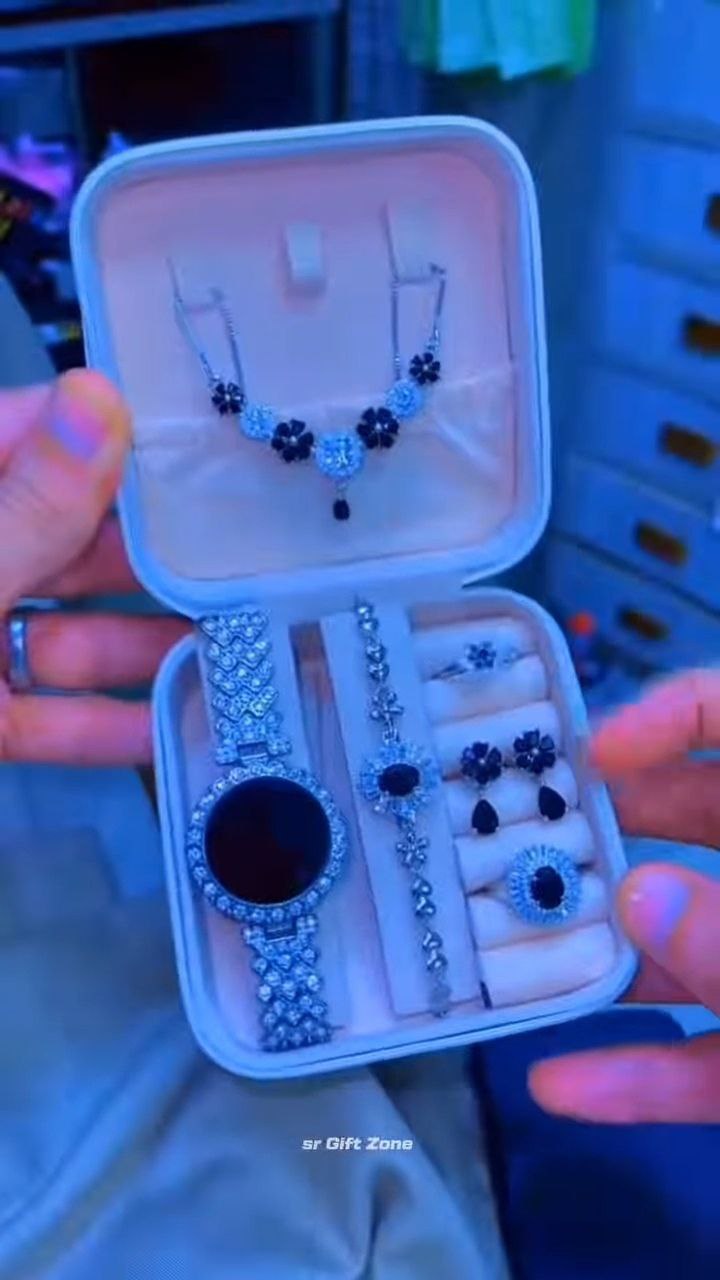 Luxury Black Stone Jewelry & Watch Gift Set