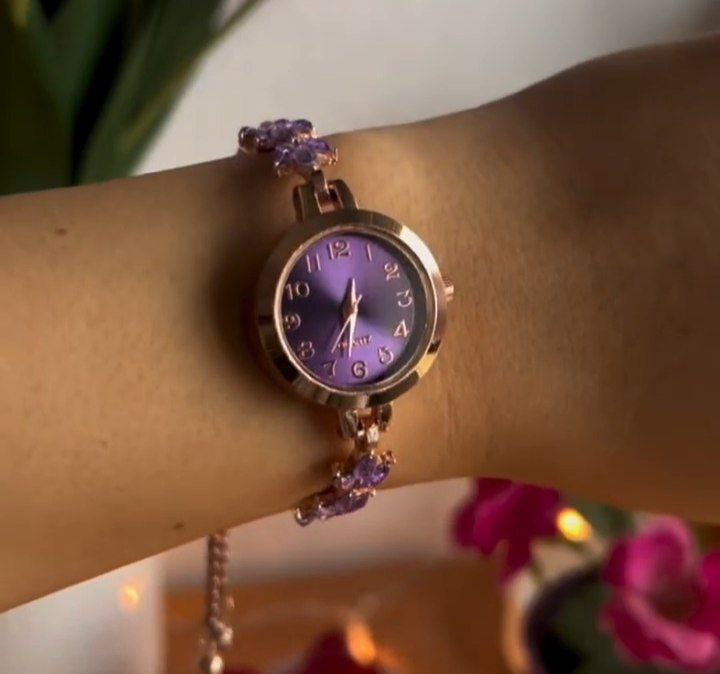 Purple Crystal Chain Wrist Watch for Women