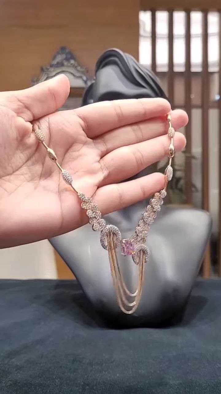 Rose Gold Blue Stone Statement Necklace Set