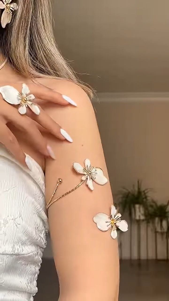 Floral Gold Arm Cuff Bracelet