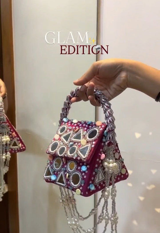 Glam Edition Pearl Embellished Mini Handbag