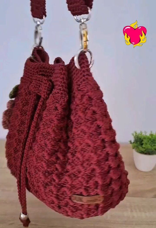 Handcrafted Crochet Drawstring Sling Bag
