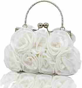 Elegant Floral Embroidered Clutch with Top Handle
