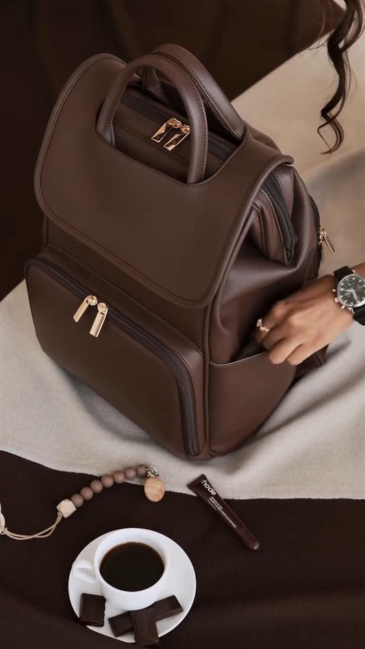 Multi-Purpose Brown Backpack with Top Handle