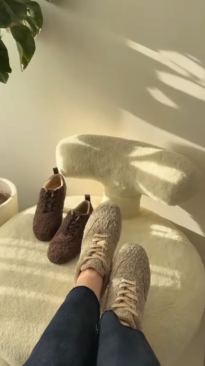 Cozy Knit Lace-Up Indoor Shoes – Soft & Warm Comfort