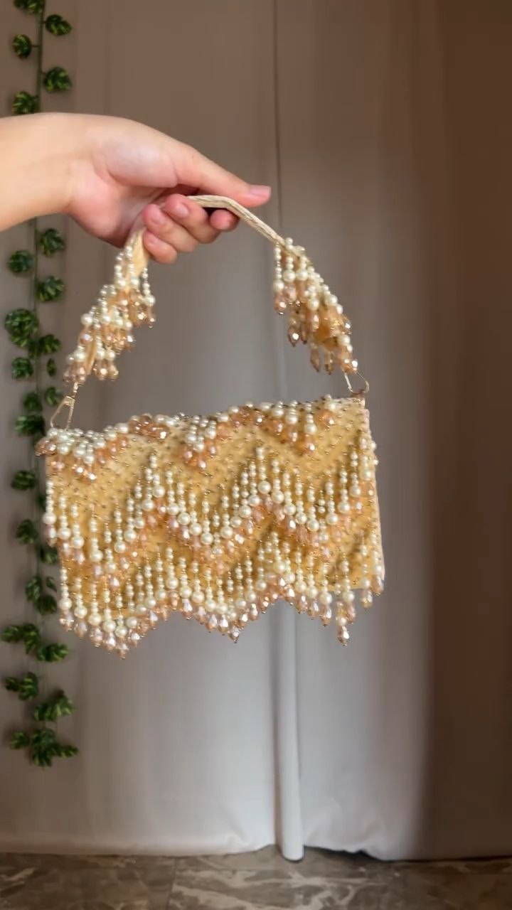 Pearl Embellished Circular Clutch Bag