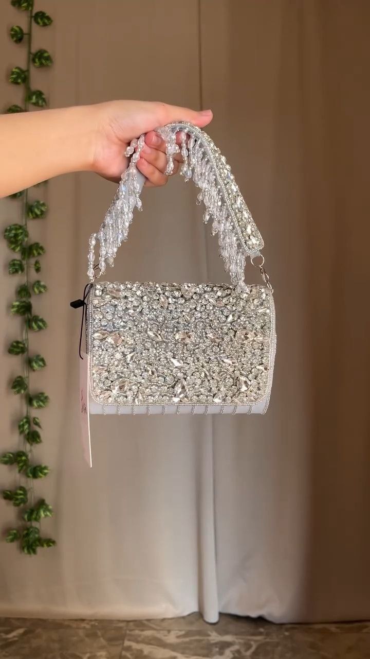 Pearl Embellished Circular Clutch Bag