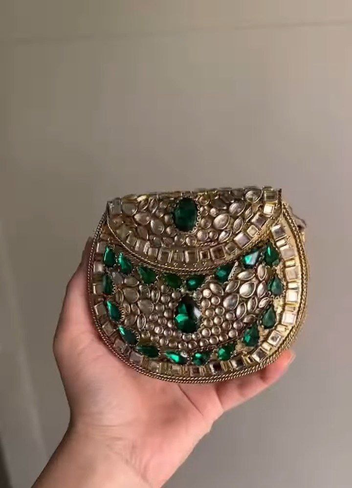 Gold Embellished Envelope Clutch