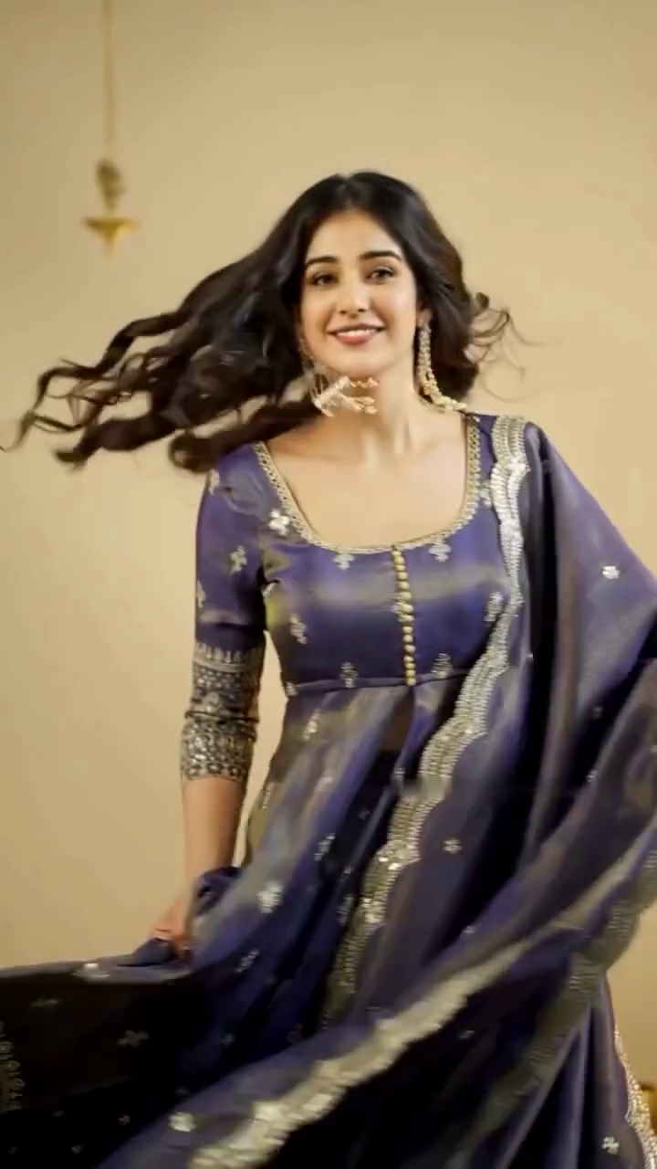 Midnight Blue Mirror Work Lehenga Set with Front-Slit Jacket Blouse
