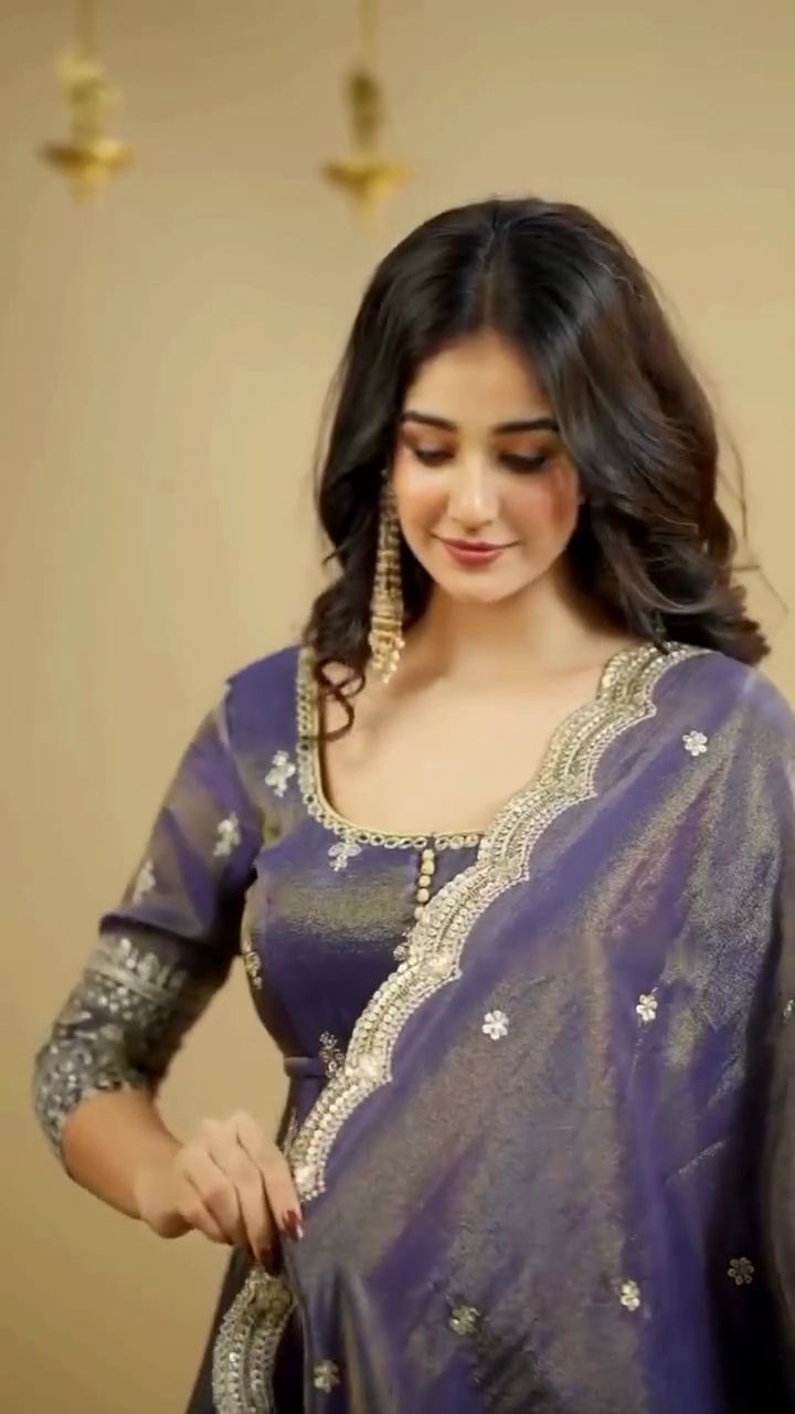 Midnight Blue Mirror Work Lehenga Set with Front-Slit Jacket Blouse