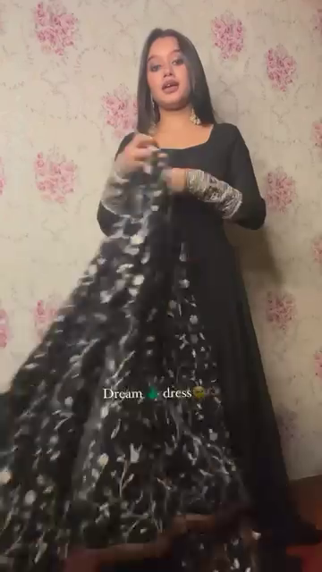 Black Designer Floor-Length Anarkali Set with Sequin Work Dupatta & Cuff Embroidery