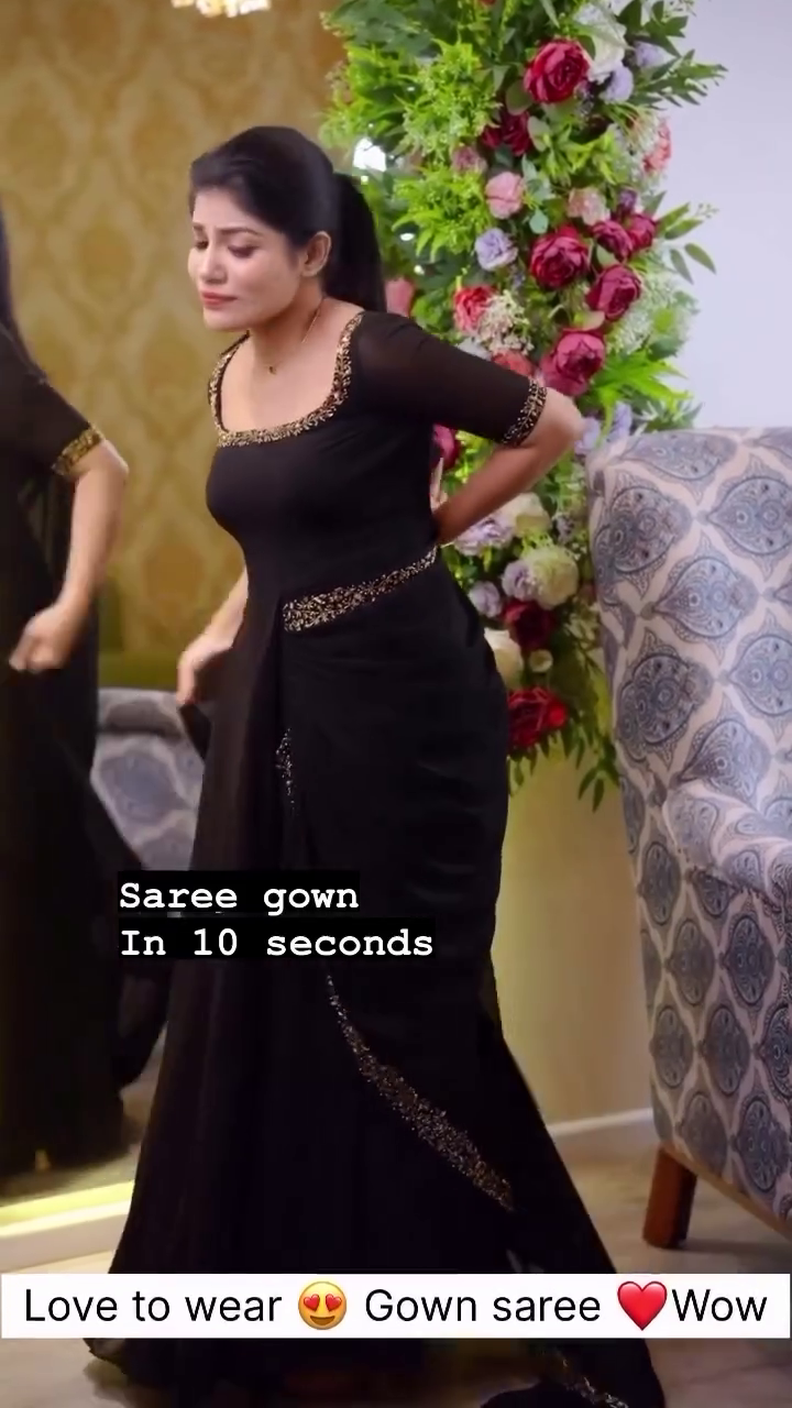Elegant Coffee Brown Gown Gown Saree with Sequin Border