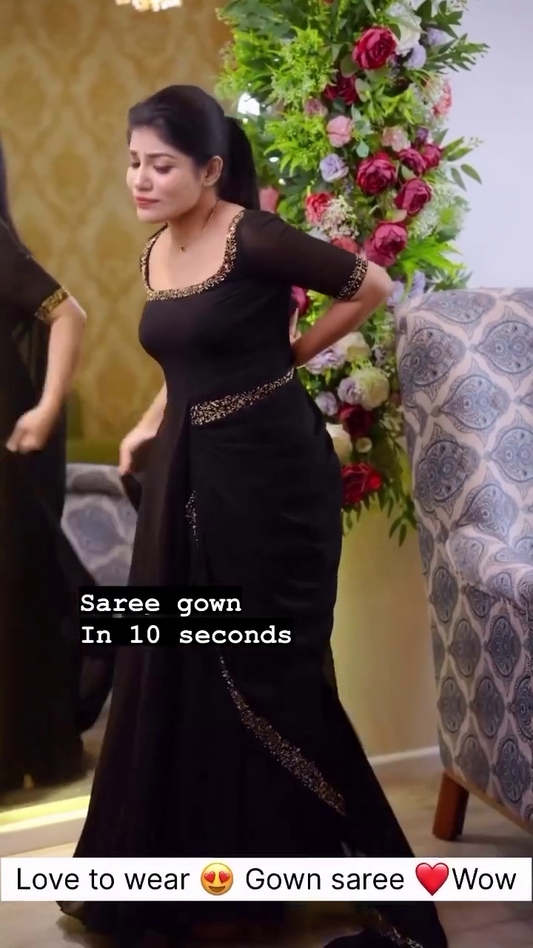 Elegant Coffee Brown Gown Gown Saree with Sequin Border
