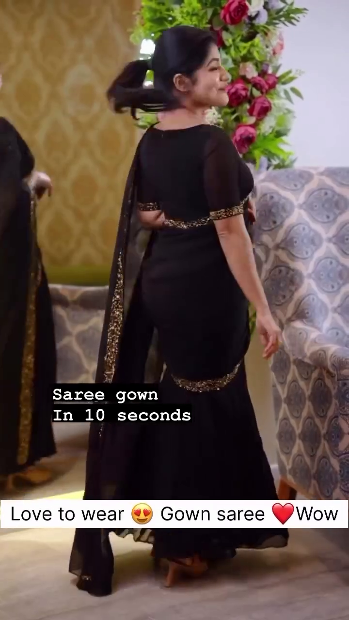 Elegant Coffee Brown Gown Gown Saree with Sequin Border