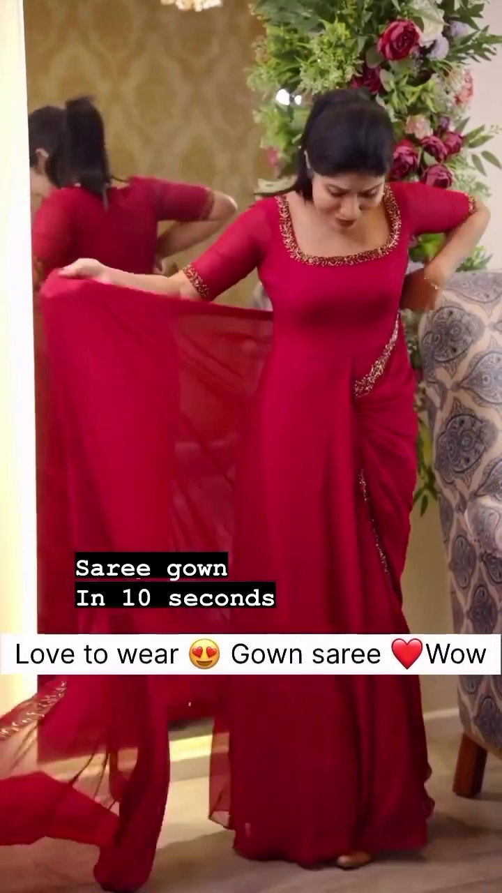 Elegant Coffee Brown Gown Gown Saree with Sequin Border