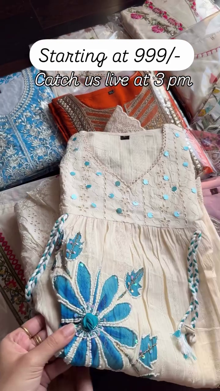 Floral Printed Cotton Suit Set with Embroidered Neckline