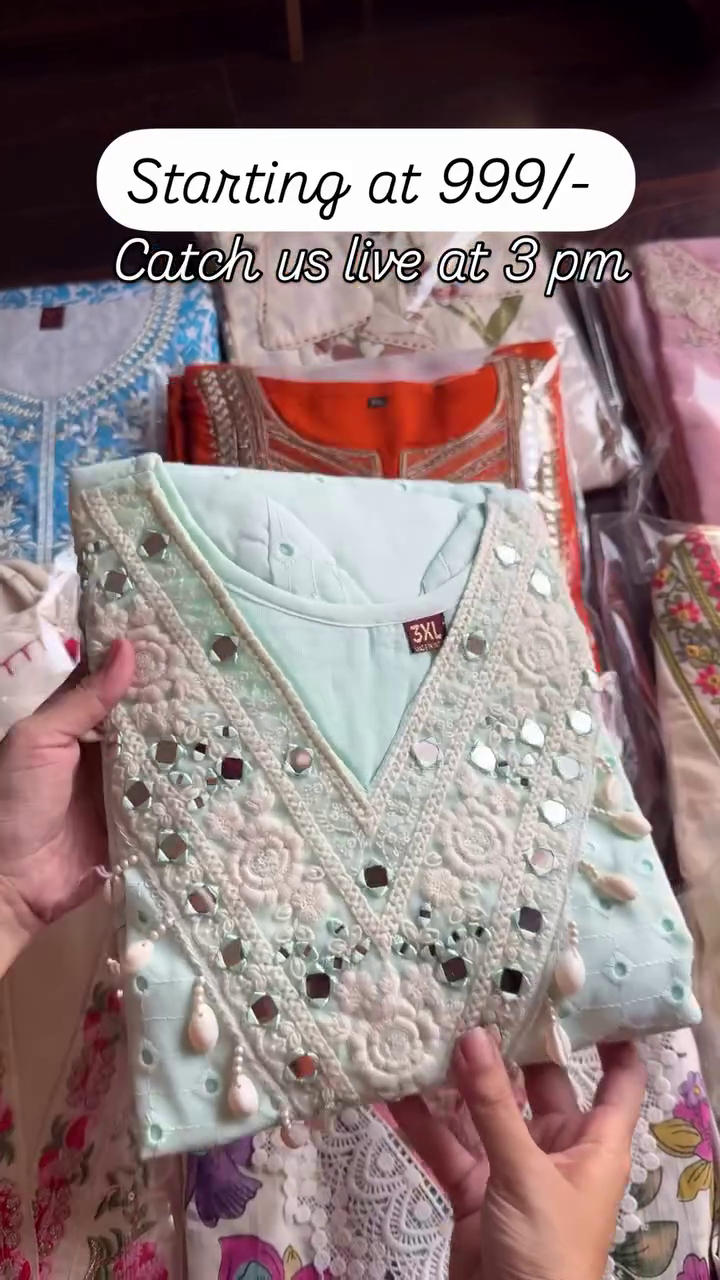 Floral Printed Cotton Suit Set with Embroidered Neckline