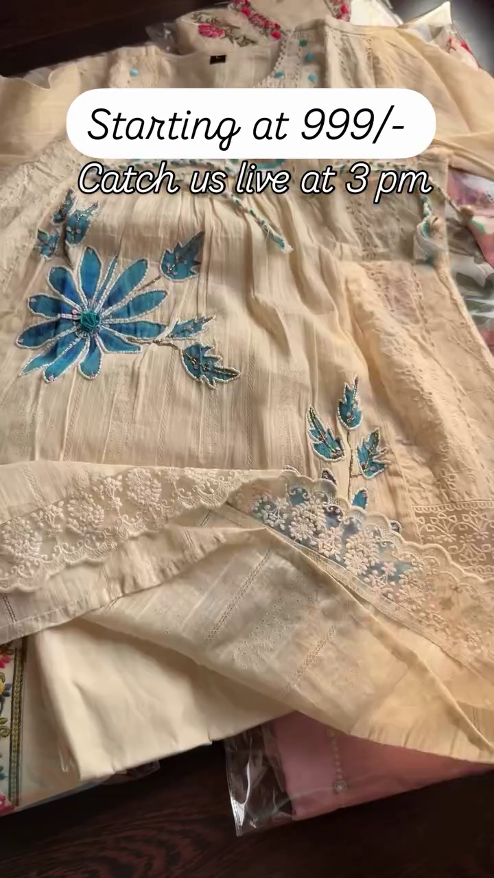 Floral Printed Cotton Suit Set with Embroidered Neckline
