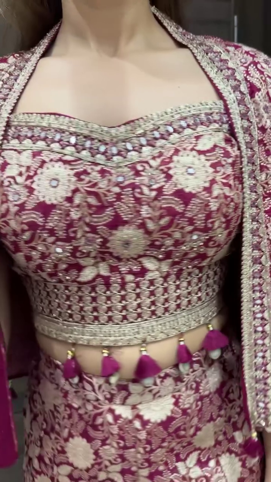 Designer Embroidered Sharara Set with Cape Jacket