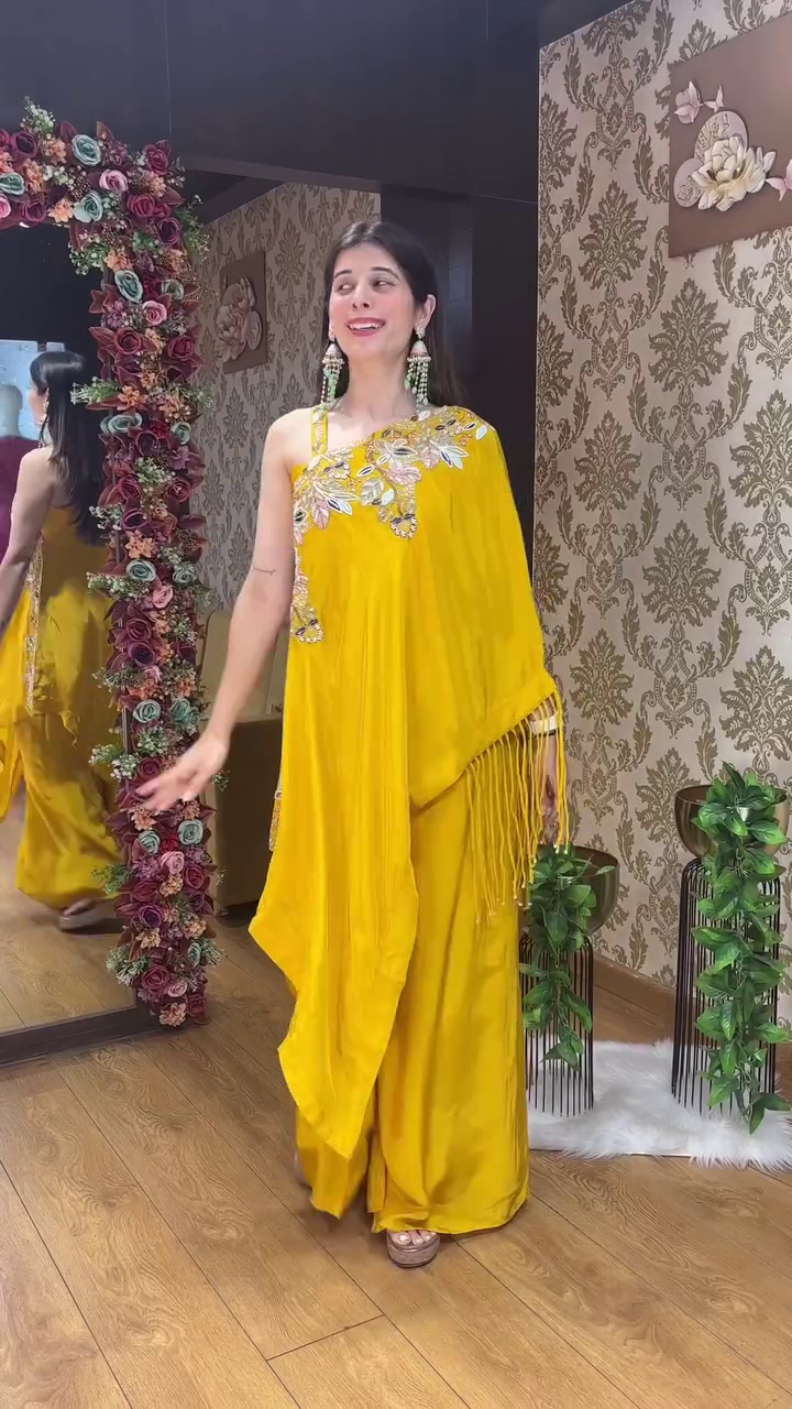 Elegant Rani Pink Indo-Western Drape Set