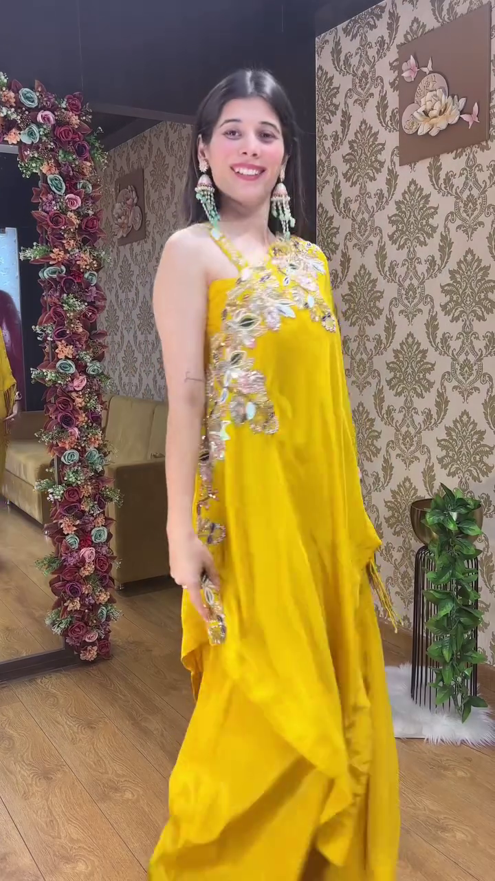 Elegant Rani Pink Indo-Western Drape Set