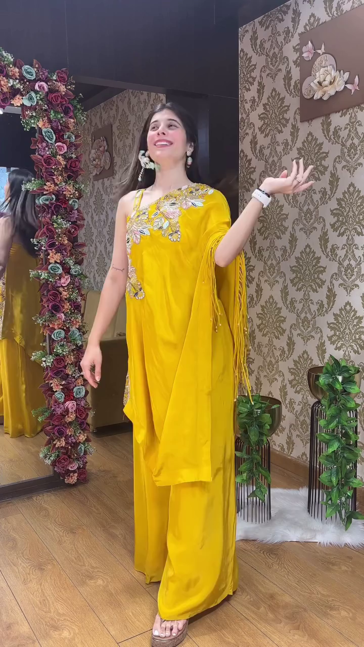 Elegant Rani Pink Indo-Western Drape Set