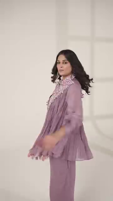 Burnt Orange Cape Style Sharara Set with Embroidery
