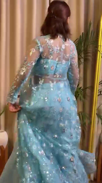 Sky Blue Embroidered Georgette Co-Ord Set with Jacket