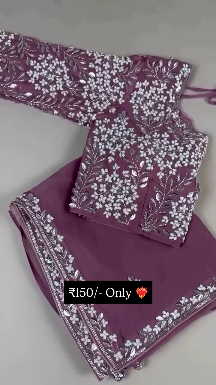 Embroidered Partywear Dupatta – Floral Border with Mirror Work