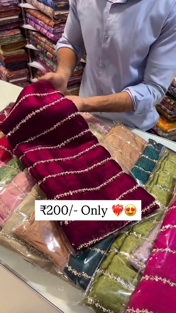 Velvet Touch Net Blend with Zari & Sequence Work