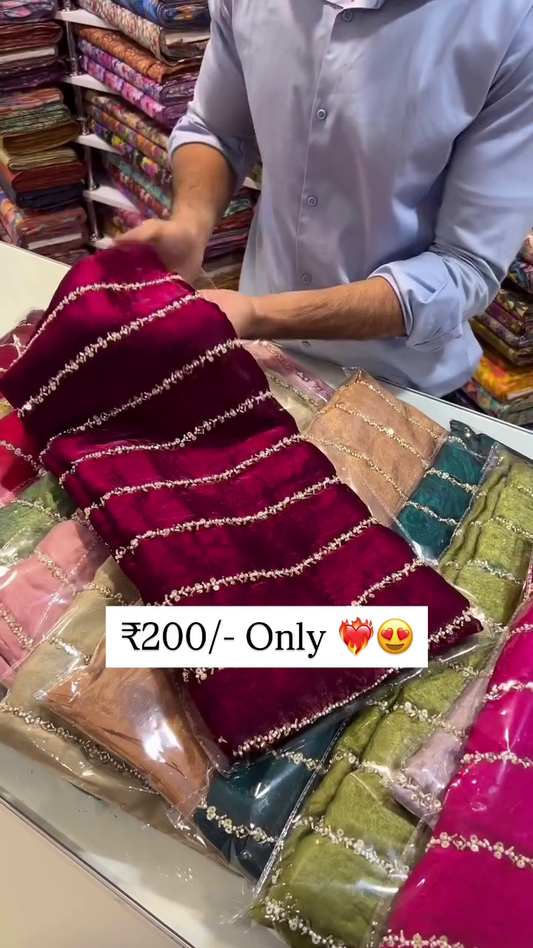 Velvet Touch Net Blend with Zari & Sequence Work